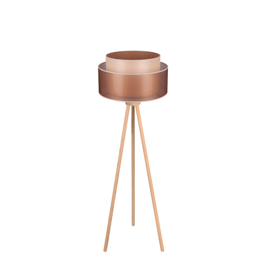 Duolla - Lampada con piedistallo WOOD BOHO 1xE27/15W/230V diametro 45 cm rame/marrone/beige