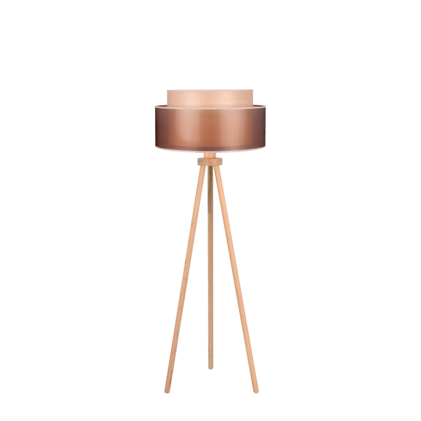 Duolla - Lampada con piedistallo WOOD BOHO 1xE27/15W/230V diametro 45 cm rame/marrone/beige