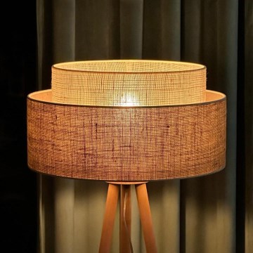Duolla - Lampada con piedistallo YUTE BOHO 1xE27/15W/230V diametro 45 cm marrone/color crema