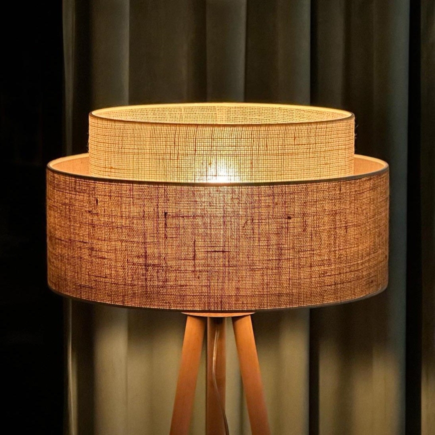 Duolla - Lampada con piedistallo YUTE BOHO 1xE27/15W/230V diametro 45 cm marrone/color crema