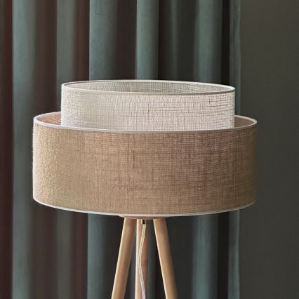 Duolla - Lampada con piedistallo YUTE BOHO 1xE27/15W/230V diametro 45 cm marrone/color crema