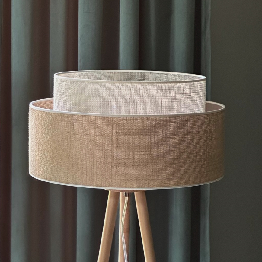 Duolla - Lampada con piedistallo YUTE BOHO 1xE27/15W/230V diametro 45 cm marrone/color crema