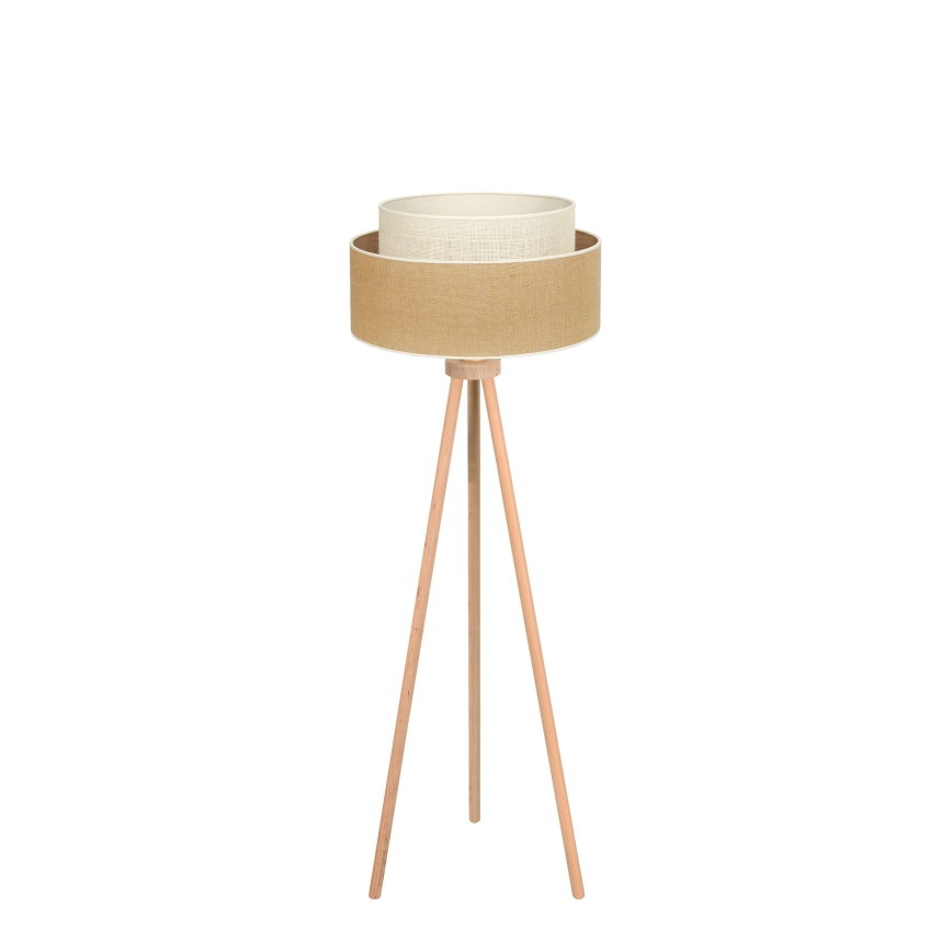 Duolla - Lampada con piedistallo YUTE BOHO 1xE27/15W/230V diametro 45 cm marrone/color crema