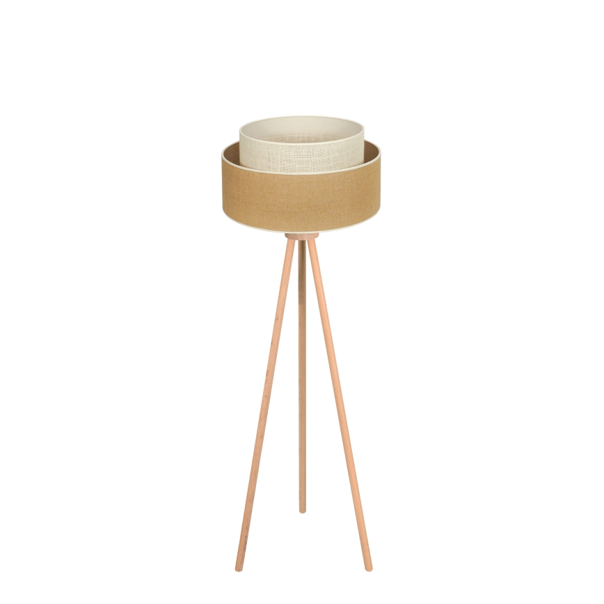 Duolla - Lampada con piedistallo YUTE BOHO 1xE27/15W/230V diametro 45 cm marrone/color crema