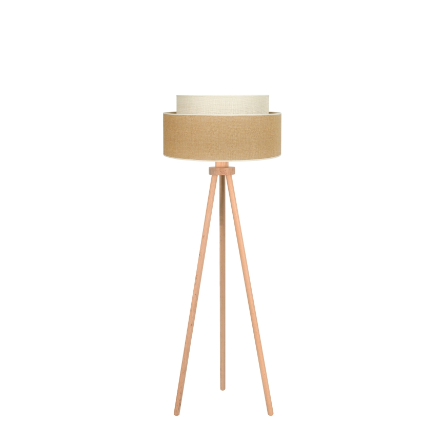Duolla - Lampada con piedistallo YUTE BOHO 1xE27/15W/230V diametro 45 cm marrone/color crema