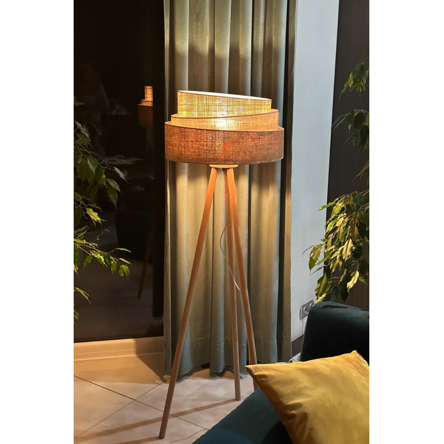 Duolla - Lampada con piedistallo YUTE TRIO 1xE27/15W/230V diametro 45 cm marrone/grigio/beige