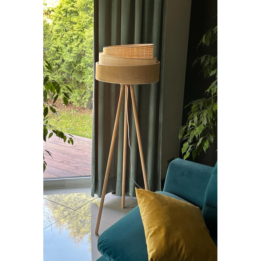 Duolla - Lampada con piedistallo YUTE TRIO 1xE27/15W/230V diametro 45 cm marrone/grigio/beige