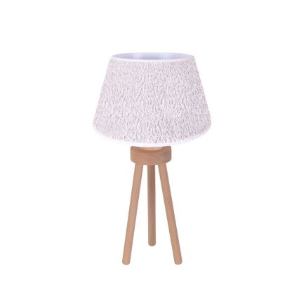 Duolla - Lampada da tavolo BOUCLE 1xE27/15W/230V diametro 28 cm bianco/legno