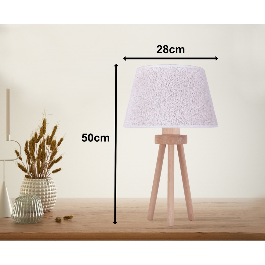 Duolla - Lampada da tavolo BOUCLE 1xE27/15W/230V diametro 28 cm bianco/legno