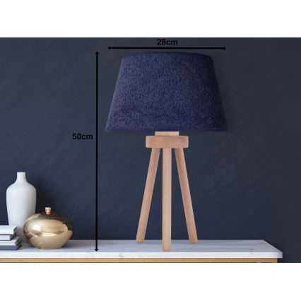 Duolla - Lampada da tavolo BOUCLE 1xE27/15W/230V diametro 28 cm blu/legno