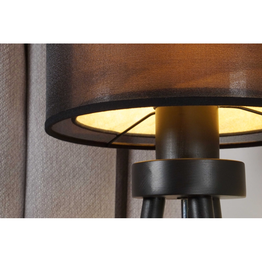 Duolla - Lampada da tavolo WOOD BOHO 1xE27/15W/230V diametro 25 cm nero/beige