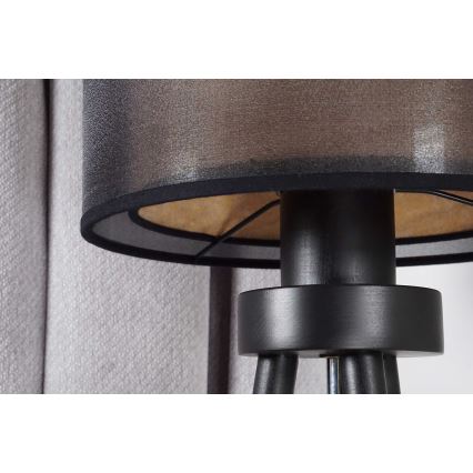Duolla - Lampada da tavolo WOOD BOHO 1xE27/15W/230V diametro 25 cm nero/beige