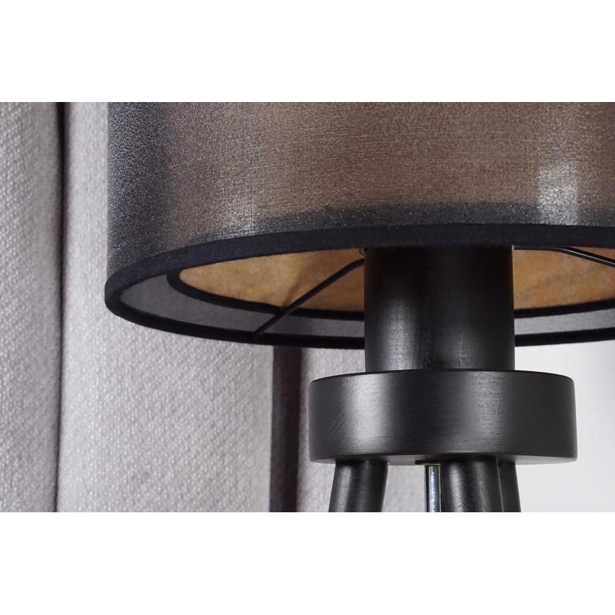 Duolla - Lampada da tavolo WOOD BOHO 1xE27/15W/230V diametro 25 cm nero/beige