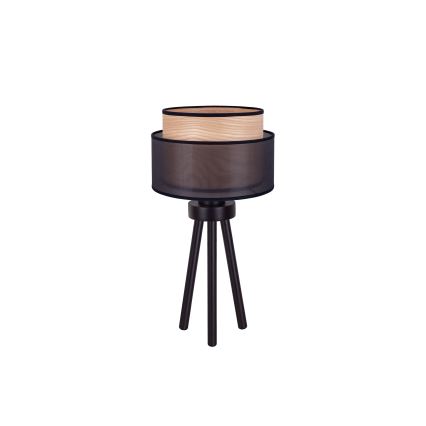 Duolla - Lampada da tavolo WOOD BOHO 1xE27/15W/230V diametro 25 cm nero/beige