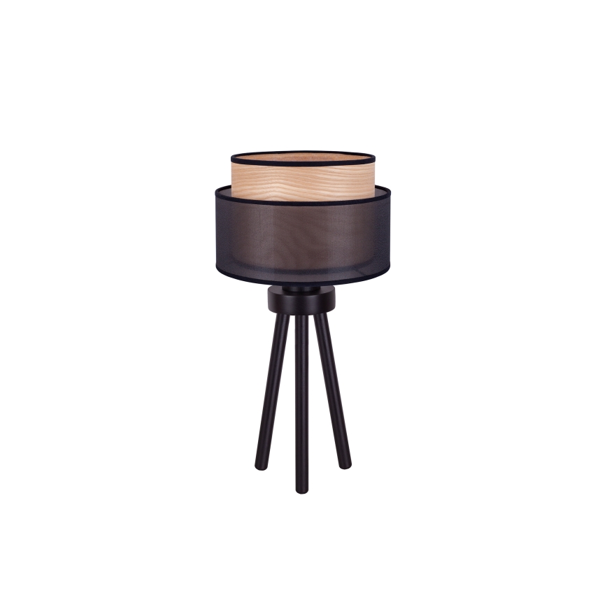Duolla - Lampada da tavolo WOOD BOHO 1xE27/15W/230V diametro 25 cm nero/beige