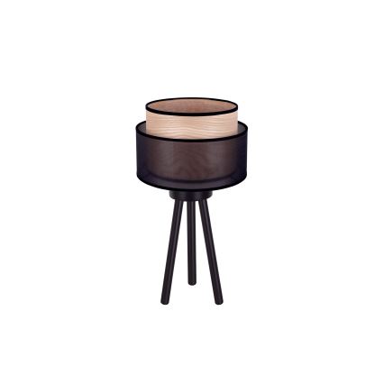 Duolla - Lampada da tavolo WOOD BOHO 1xE27/15W/230V diametro 25 cm nero/beige