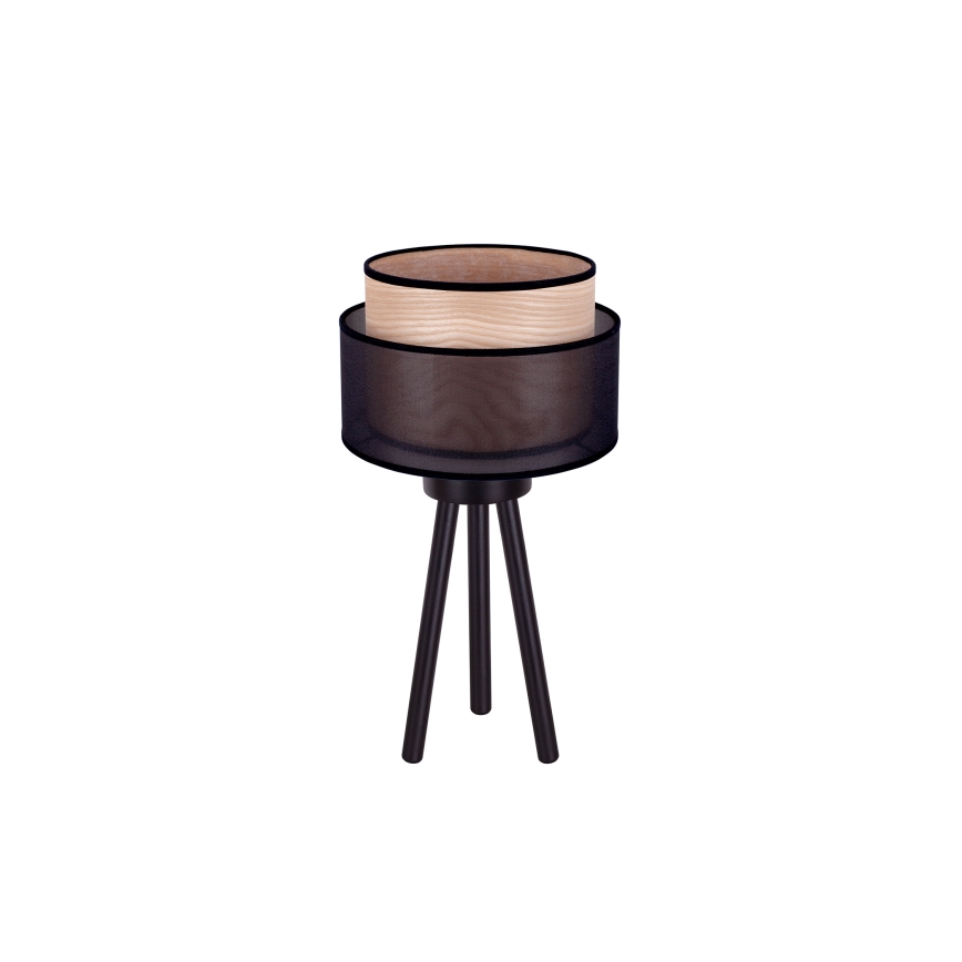 Duolla - Lampada da tavolo WOOD BOHO 1xE27/15W/230V diametro 25 cm nero/beige