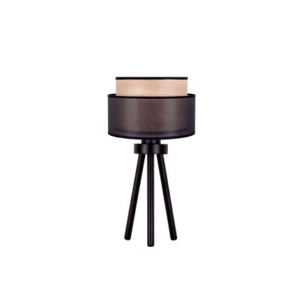 Duolla - Lampada da tavolo WOOD BOHO 1xE27/15W/230V diametro 25 cm nero/beige