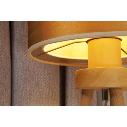 Duolla - Lampada da tavolo WOOD BOHO 1xE27/15W/230V diametro 25 cm rame/marrone/beige