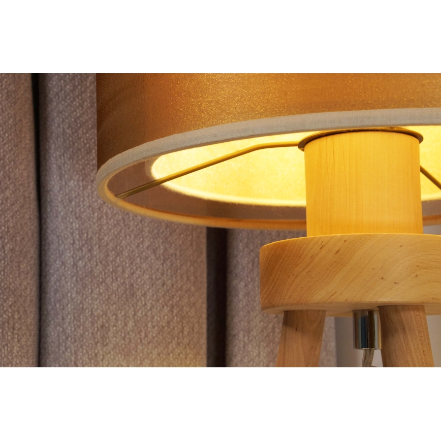 Duolla - Lampada da tavolo WOOD BOHO 1xE27/15W/230V diametro 25 cm rame/marrone/beige