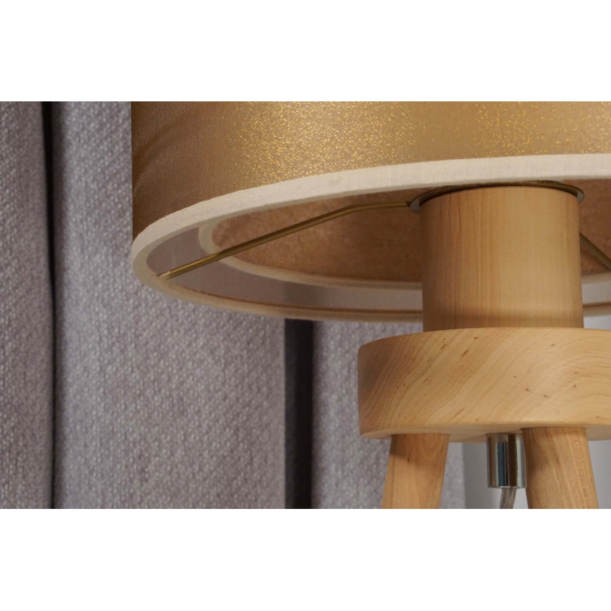 Duolla - Lampada da tavolo WOOD BOHO 1xE27/15W/230V diametro 25 cm rame/marrone/beige