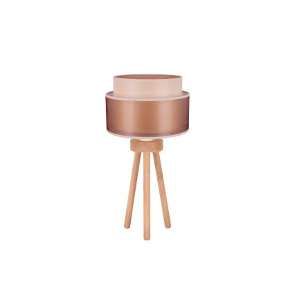 Duolla - Lampada da tavolo WOOD BOHO 1xE27/15W/230V diametro 25 cm rame/marrone/beige