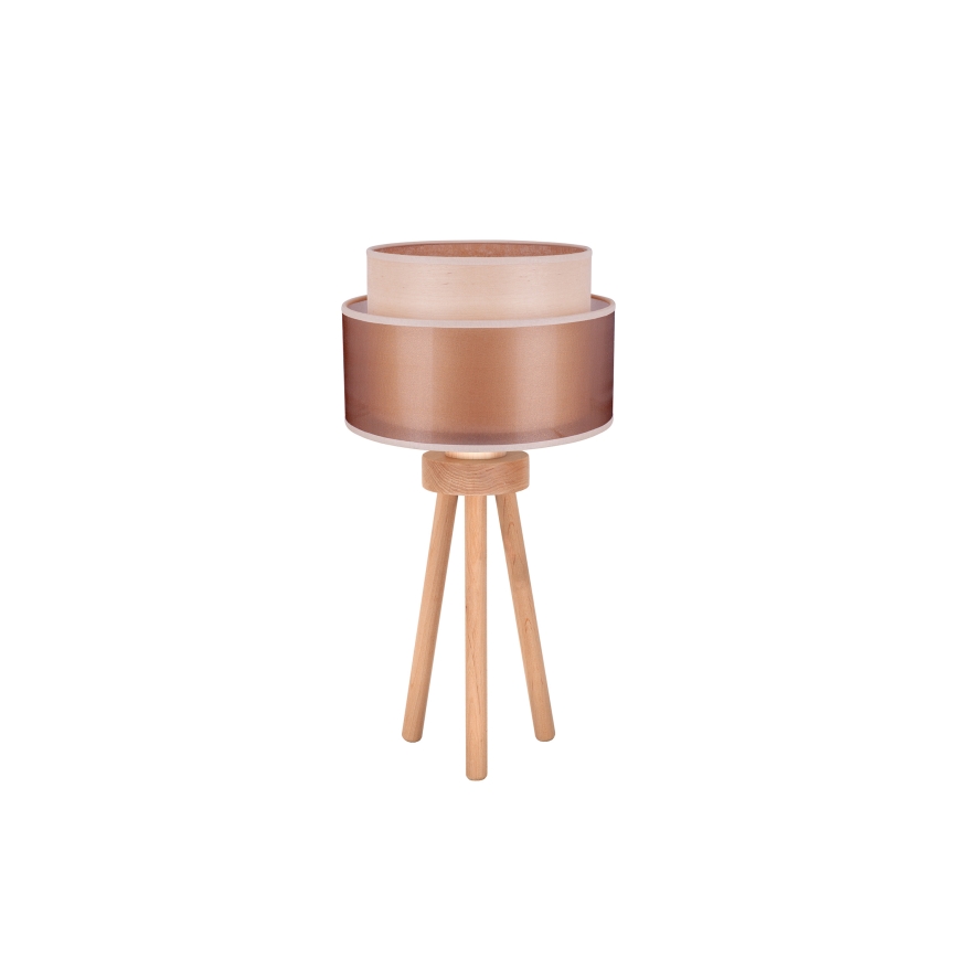 Duolla - Lampada da tavolo WOOD BOHO 1xE27/15W/230V diametro 25 cm rame/marrone/beige