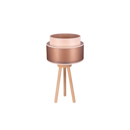 Duolla - Lampada da tavolo WOOD BOHO 1xE27/15W/230V diametro 25 cm rame/marrone/beige
