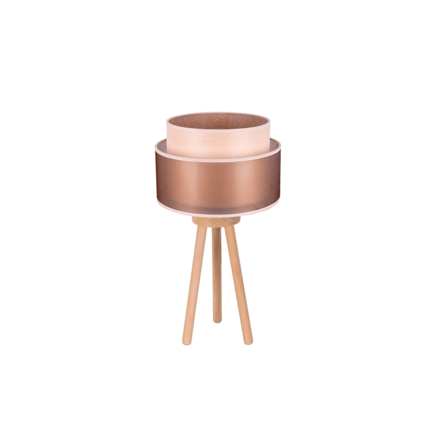 Duolla - Lampada da tavolo WOOD BOHO 1xE27/15W/230V diametro 25 cm rame/marrone/beige