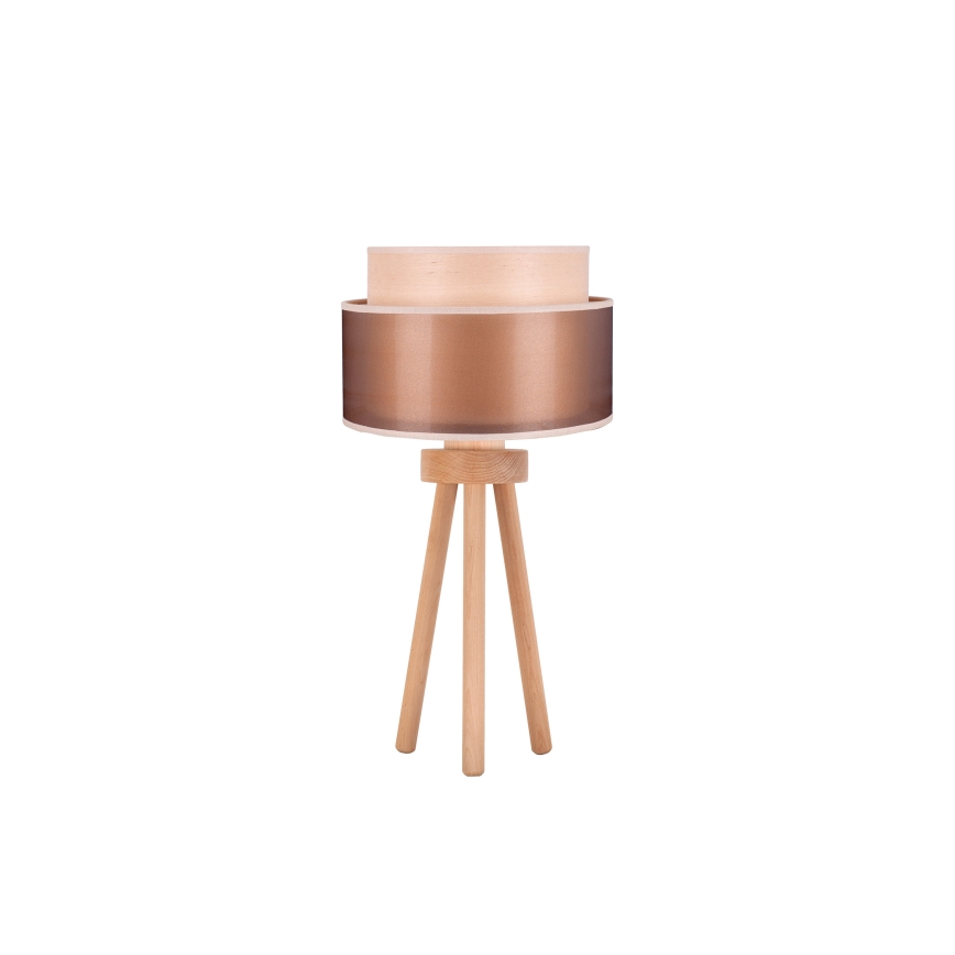 Duolla - Lampada da tavolo WOOD BOHO 1xE27/15W/230V diametro 25 cm rame/marrone/beige