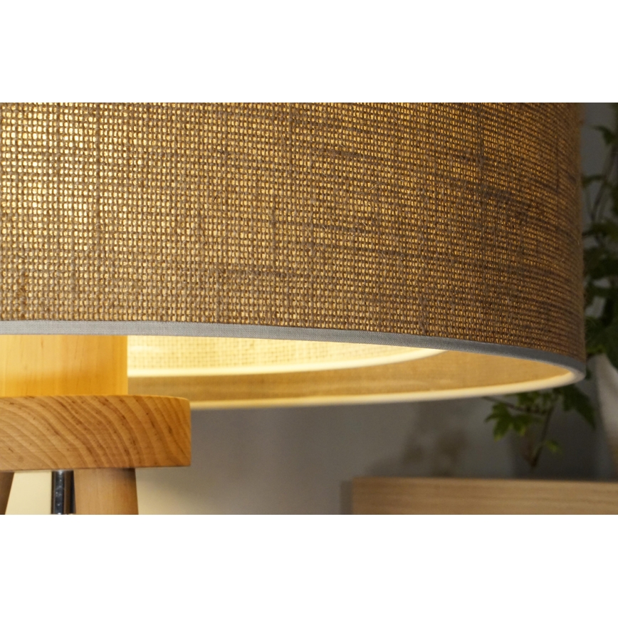 Duolla - Lampada da tavolo YUTE BOHO 1xE27/15W/230V diametro 25 cm marrone/color crema