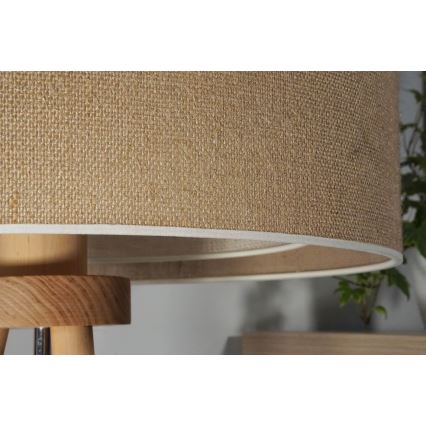 Duolla - Lampada da tavolo YUTE BOHO 1xE27/15W/230V diametro 25 cm marrone/color crema