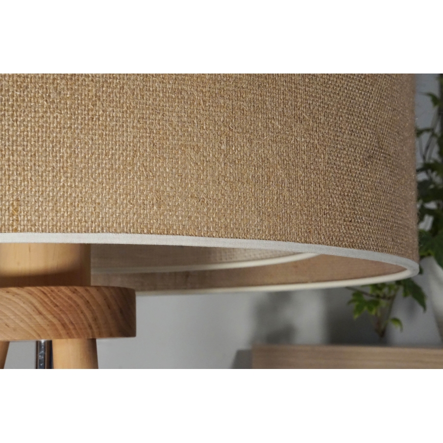Duolla - Lampada da tavolo YUTE BOHO 1xE27/15W/230V diametro 25 cm marrone/color crema
