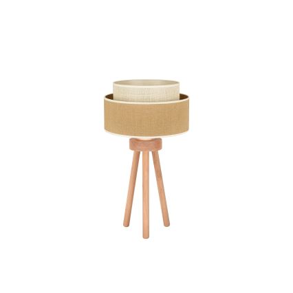 Duolla - Lampada da tavolo YUTE BOHO 1xE27/15W/230V diametro 25 cm marrone/color crema
