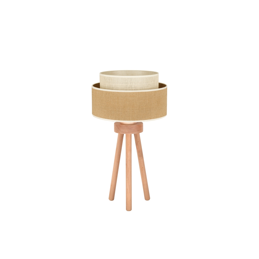 Duolla - Lampada da tavolo YUTE BOHO 1xE27/15W/230V diametro 25 cm marrone/color crema