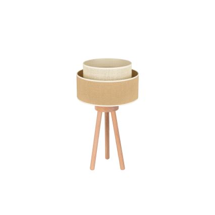 Duolla - Lampada da tavolo YUTE BOHO 1xE27/15W/230V diametro 25 cm marrone/color crema