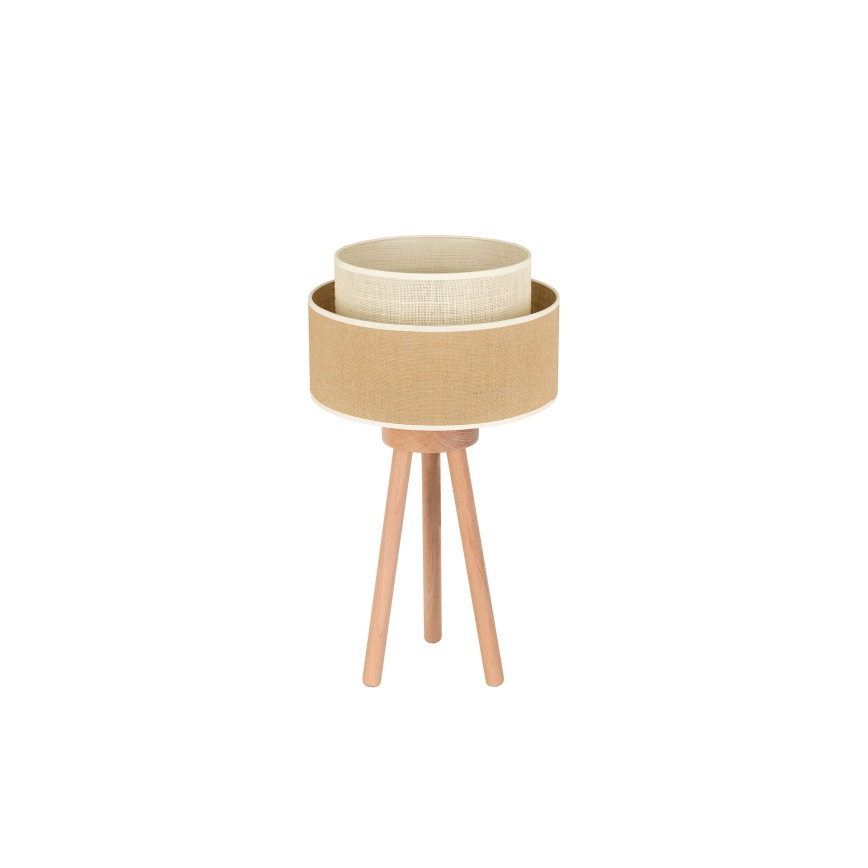 Duolla - Lampada da tavolo YUTE BOHO 1xE27/15W/230V diametro 25 cm marrone/color crema