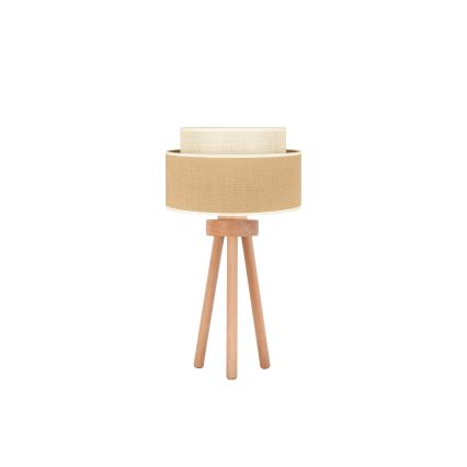 Duolla - Lampada da tavolo YUTE BOHO 1xE27/15W/230V diametro 25 cm marrone/color crema