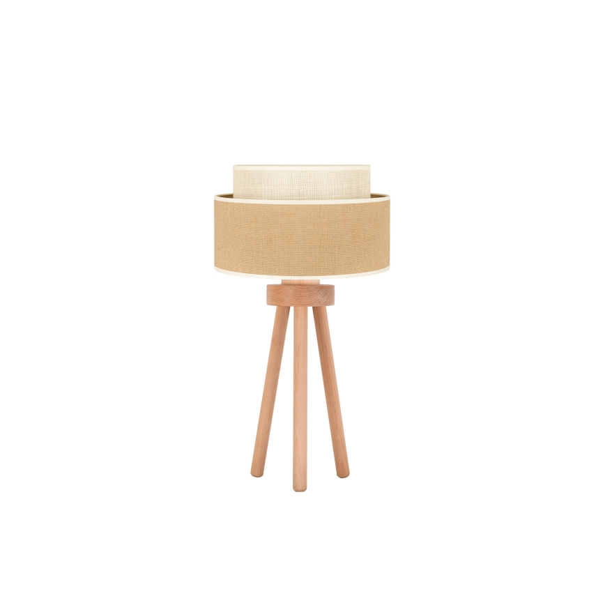 Duolla - Lampada da tavolo YUTE BOHO 1xE27/15W/230V diametro 25 cm marrone/color crema
