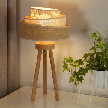 Duolla - Lampada da tavolo YUTE TRIO 1xE27/15W/230V diametro 25 cm marrone/grigio/beige