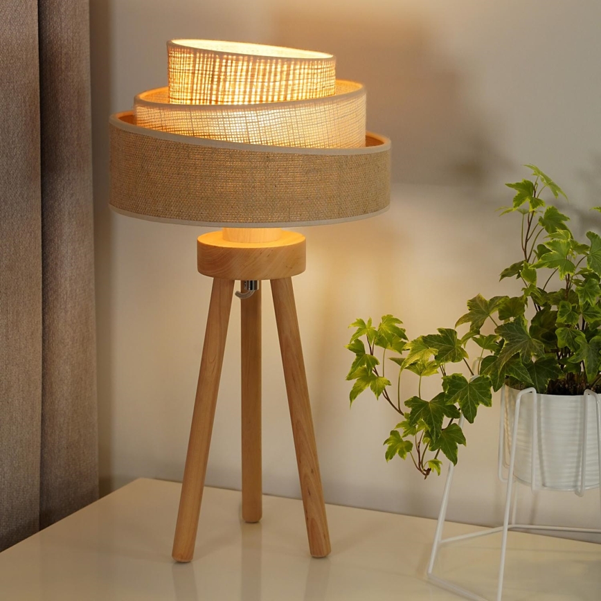 Duolla - Lampada da tavolo YUTE TRIO 1xE27/15W/230V diametro 25 cm marrone/grigio/beige