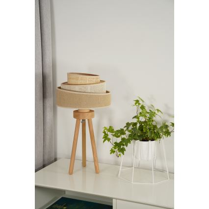 Duolla - Lampada da tavolo YUTE TRIO 1xE27/15W/230V diametro 25 cm marrone/grigio/beige