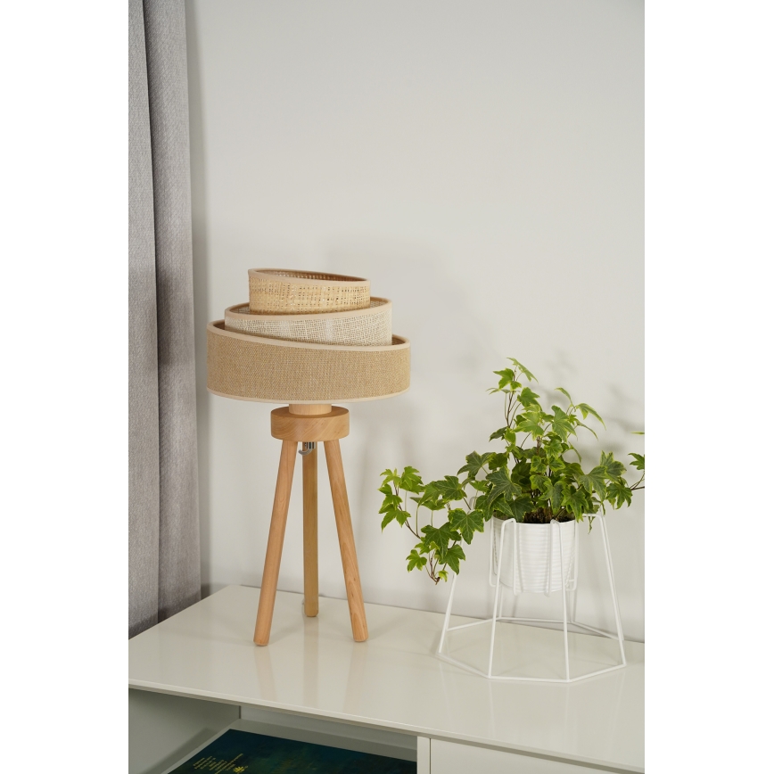 Duolla - Lampada da tavolo YUTE TRIO 1xE27/15W/230V diametro 25 cm marrone/grigio/beige