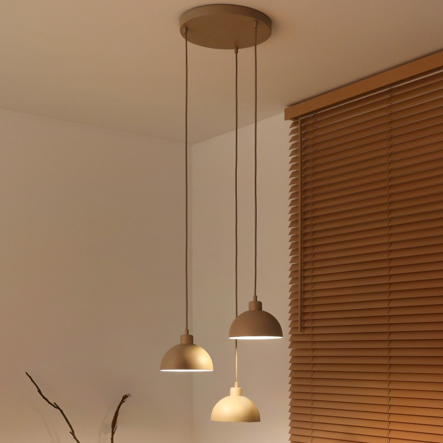 Duolla - Lampadario a cavo IRONLINE 3xE27/15W/230V beige