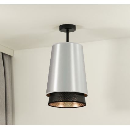 Duolla - Lampadario a plafone BELL SHINY 1xE27/15W/230V diametro 25 cm argento/nero