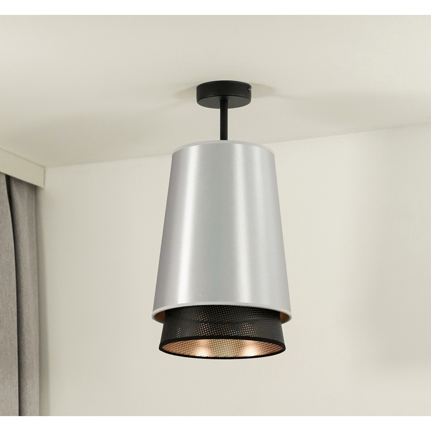 Duolla - Lampadario a plafone BELL SHINY 1xE27/15W/230V diametro 25 cm argento/nero
