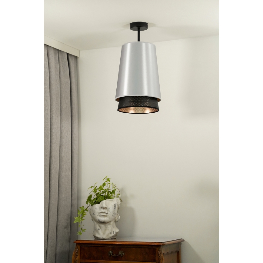 Duolla - Lampadario a plafone BELL SHINY 1xE27/15W/230V diametro 25 cm argento/nero