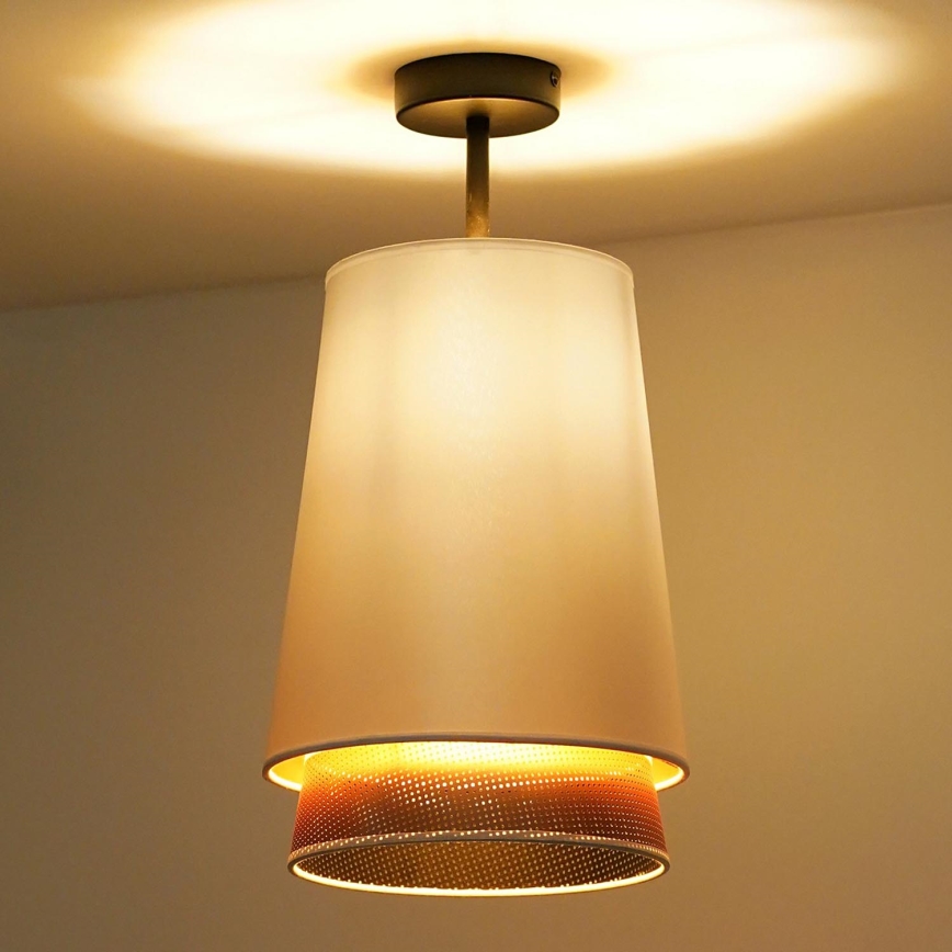 Duolla - Lampadario a plafone BELL SHINY 1xE27/15W/230V diametro 25 cm bianco/rame