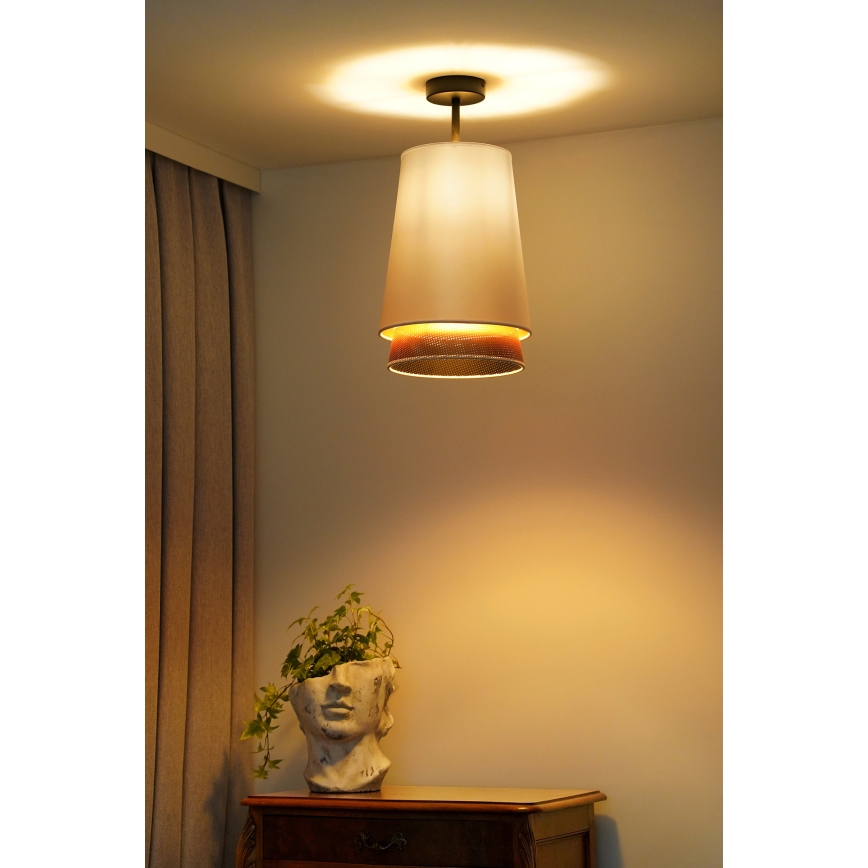 Duolla - Lampadario a plafone BELL SHINY 1xE27/15W/230V diametro 25 cm bianco/rame