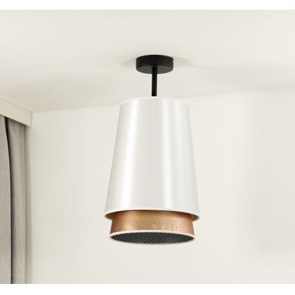 Duolla - Lampadario a plafone BELL SHINY 1xE27/15W/230V diametro 25 cm bianco/rame